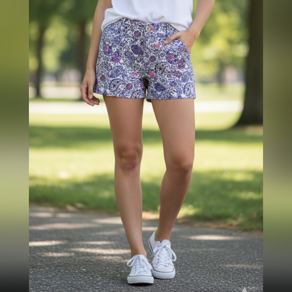 Ann Taylor Floral Pattern Twill Shorts Womens Size 6